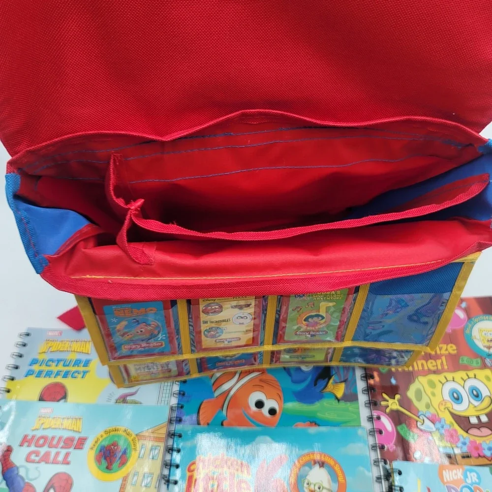 Story Reader Book System Bundle 10 Books Cartridges Backpack Disney Marvel Nick